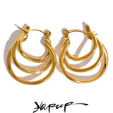 Geometric Hollow Hoop Earrings - Stainless Steel Modern Jewelry