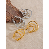 Geometric Hollow Hoop Earrings - Stainless Steel Modern Jewelry