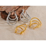 Geometric Hollow Hoop Earrings - Stainless Steel Modern Jewelry