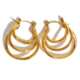 Geometric Hollow Hoop Earrings - Stainless Steel Modern Jewelry