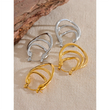 Geometric Hollow Hoop Earrings - Stainless Steel Modern Jewelry