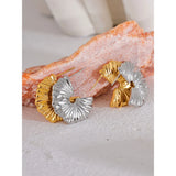 18K Plated Geometric Huggie Earrings Texture Charm Jewelry