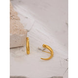Geometric Stud Earrings Metal Texture Unusual Waterproof Charm Jewelry