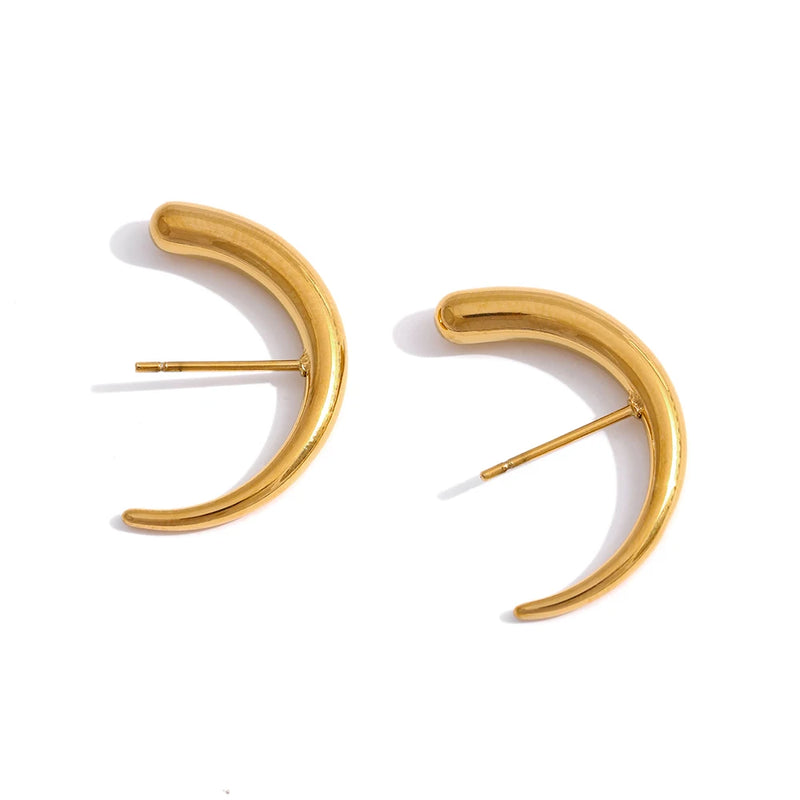 Geometric Stud Earrings Metal Texture Unusual Waterproof Charm Jewelry