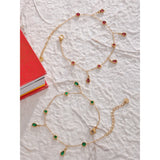 Stainless Steel Anklet Green Red Cubic Zirconia Chain Bijoux