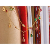 Stainless Steel Anklet Green Red Cubic Zirconia Chain Bijoux