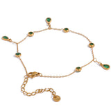 Stainless Steel Anklet Green Red Cubic Zirconia Chain Bijoux