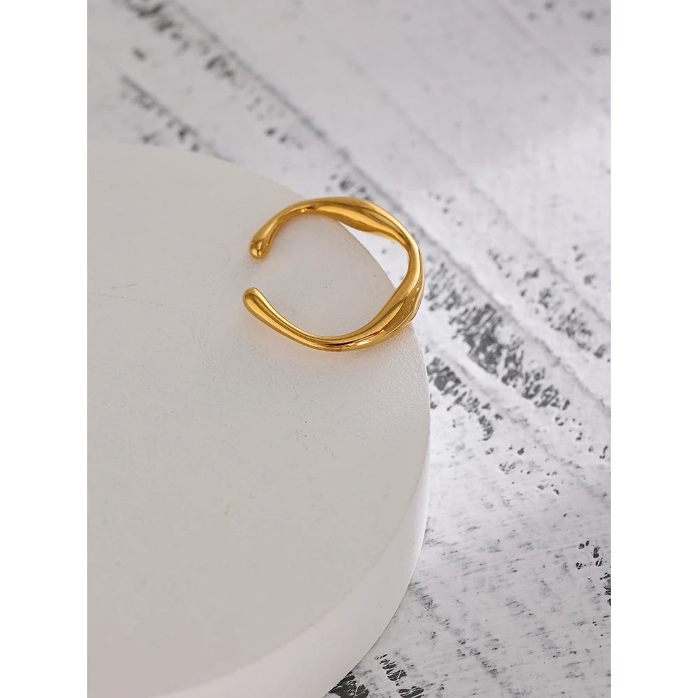Stainless Steel Geometric Ring Women J