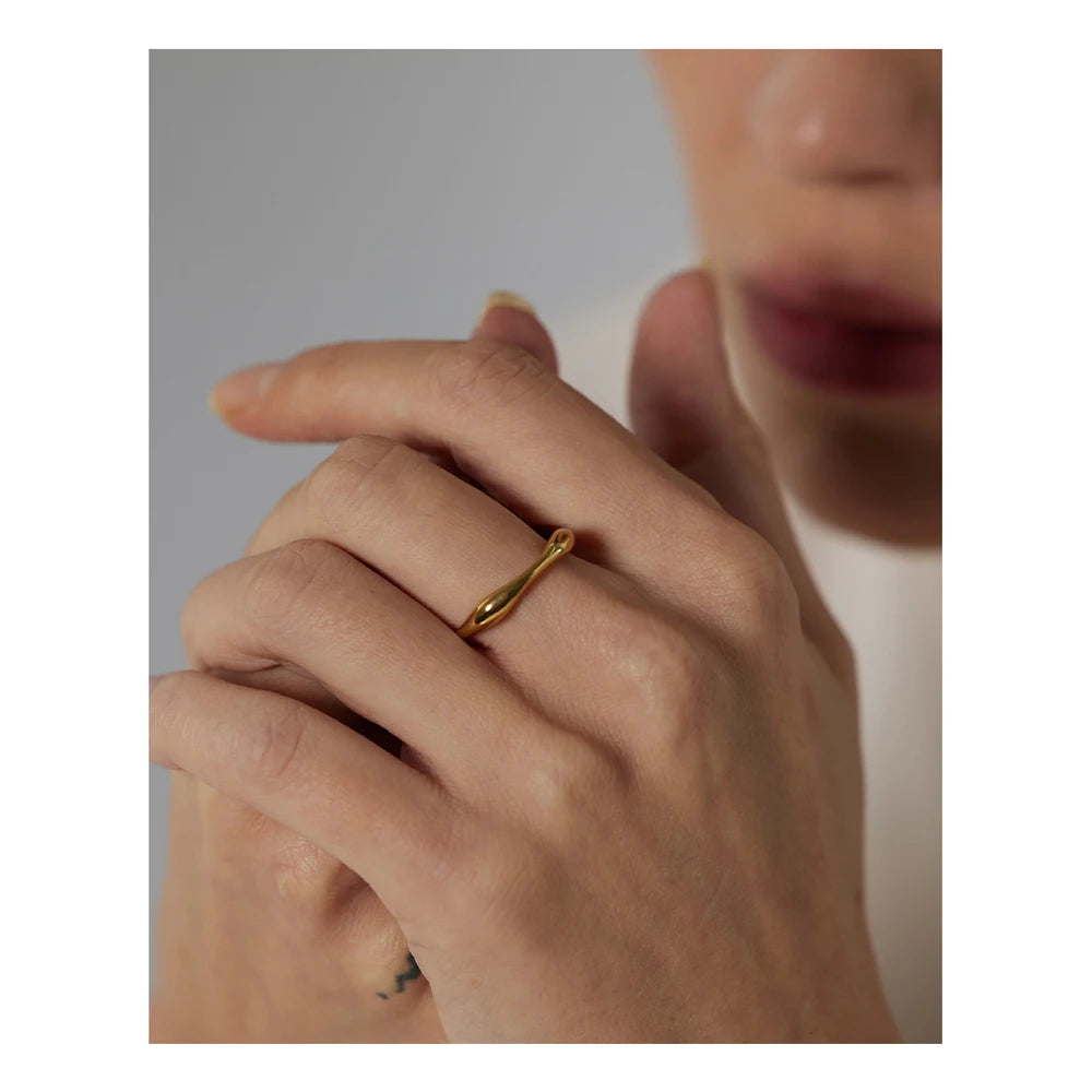 Stainless Steel Geometric Ring Women J