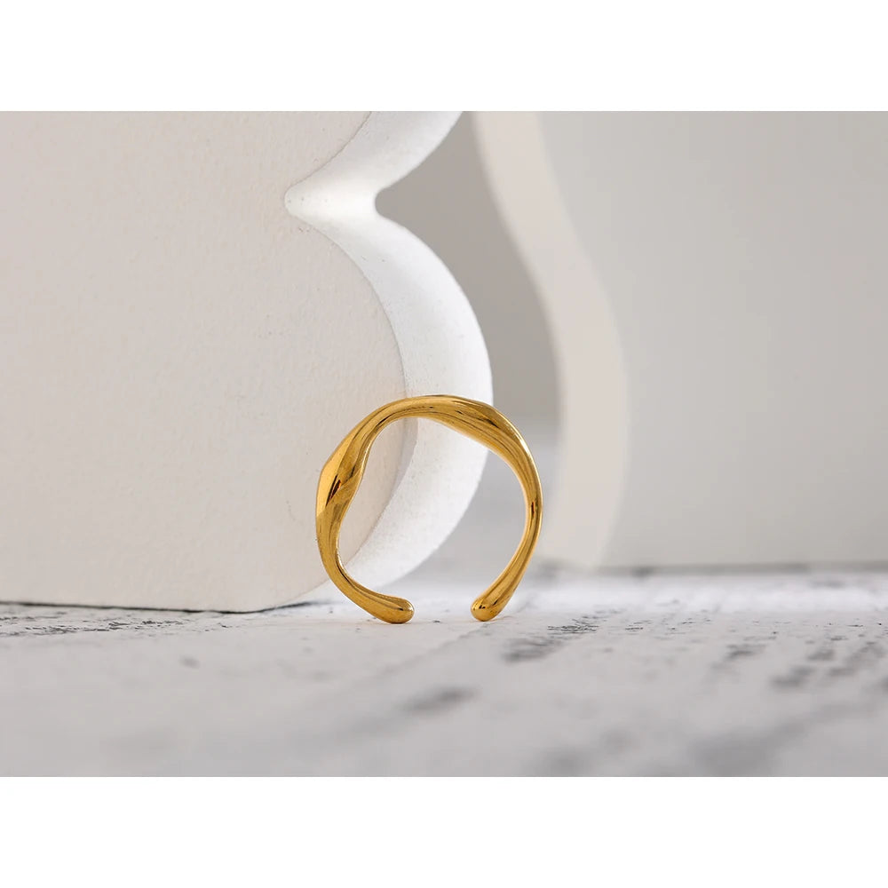Stainless Steel Geometric Ring Women J