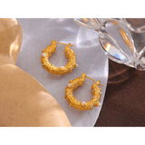 Golden Round Hoop Earrings Zircon Huggie Party Gift