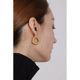 Golden Round Hoop Earrings Zircon Huggie Party Gift