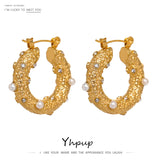 Golden Round Hoop Earrings Zircon Huggie Party Gift