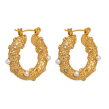 Golden Round Hoop Earrings Zircon Huggie Party Gift