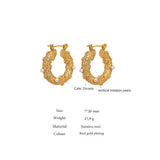 Golden Round Hoop Earrings Zircon Huggie Party Gift