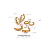 Golden Waterproof Earrings 18k-Plated CZ Pearl Charm Jewelry