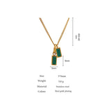 Stainless Steel Green CZ Pendant Necklace for Women