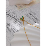 Stainless Steel Green CZ Pendant Necklace for Women