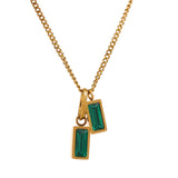 Stainless Steel Green CZ Pendant Necklace for Women