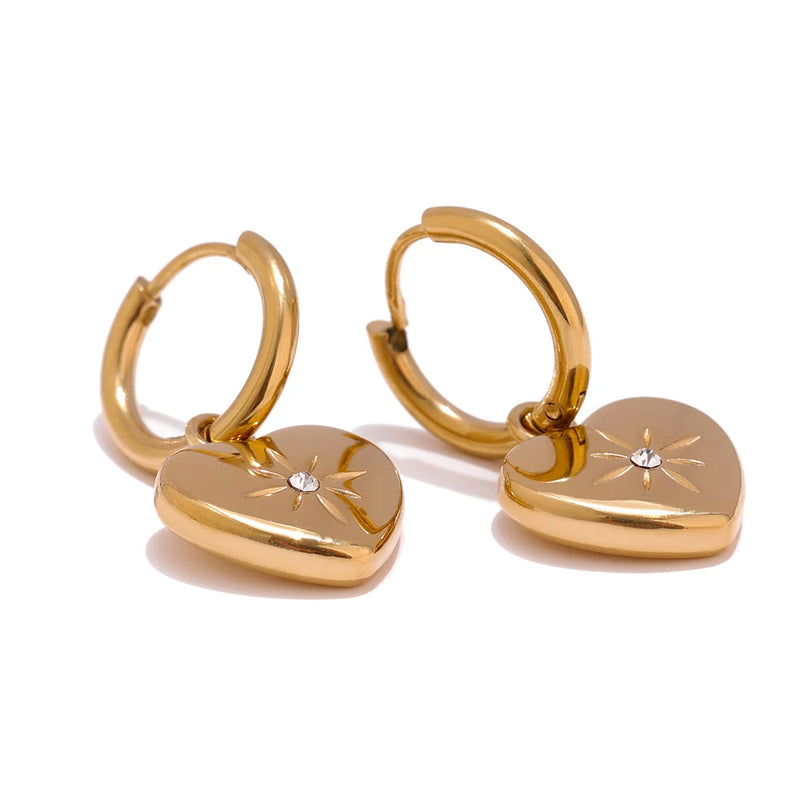 Metal Love Hoop Earrings for Women - Heart Huggie Earrings