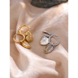 Metal Love Hoop Earrings for Women - Heart Huggie Earrings