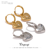 Metal Love Hoop Earrings for Women - Heart Huggie Earrings