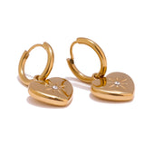 Metal Love Hoop Earrings for Women - Heart Huggie Earrings
