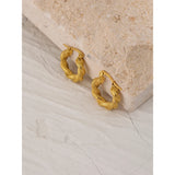 Stainless Steel Hug Earrings for Women Minimalist Metal Distortion Hoop Charm