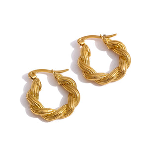 Stainless Steel Hug Earrings for Women Minimalist Metal Distortion Hoop Charm