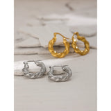 Stainless Steel Hug Earrings for Women Minimalist Metal Distortion Hoop Charm