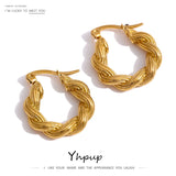 Stainless Steel Hug Earrings for Women Minimalist Metal Distortion Hoop Charm