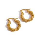 Stainless Steel Hug Earrings for Women Minimalist Metal Distortion Hoop Charm