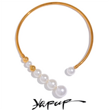 Stainless Steel Pearls Statement Torques Necklace