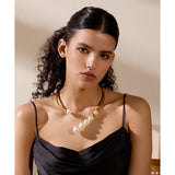 Stainless Steel Pearls Statement Torques Necklace
