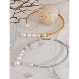 Stainless Steel Pearls Statement Torques Necklace