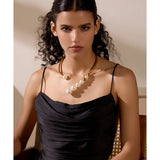 Stainless Steel Pearls Statement Torques Necklace