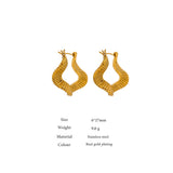 Stainless Steel Irregular Hoop Earrings for Women High Metal Golden Unusual