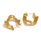 Stainless Steel Irregular Hoop Earrings for Women High Metal Golden Unusual