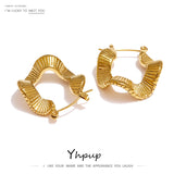 Stainless Steel Irregular Hoop Earrings for Women High Metal Golden Unusual