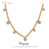 Stainless Steel CZ Chain Necklace for Women Wedding Gift
