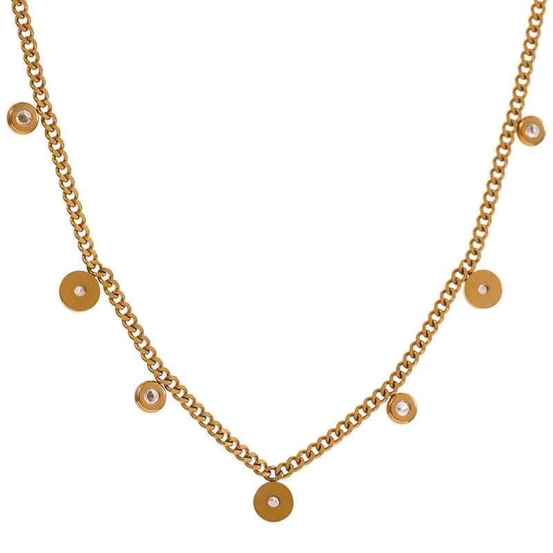 Stainless Steel CZ Chain Necklace for Women Wedding Gift
