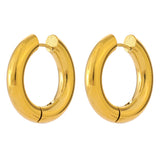 Minimalist Round Hoop Earrings 18K Plated Waterproof Charm