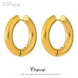 Minimalist Round Hoop Earrings 18K Plated Waterproof Charm