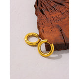 Minimalist Round Hoop Earrings 18K Plated Waterproof Charm