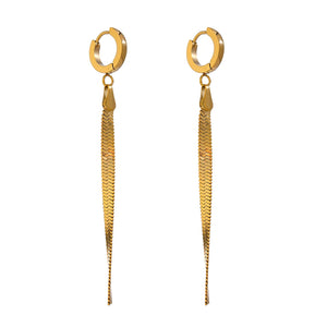 Stainless Steel Tassel Drop Earrings Golden Metal Bijoux Femme Gift