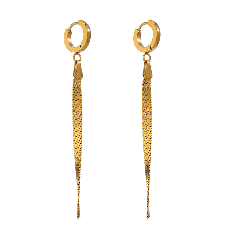 Stainless Steel Tassel Drop Earrings Golden Metal Bijoux Femme Gift