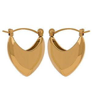 Stainless Steel Metal Golden Texture Minimalist Smooth Earrings