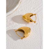 Stainless Steel Metal Golden Texture Minimalist Smooth Earrings