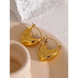 Stainless Steel Metal Golden Texture Minimalist Smooth Earrings