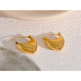 Stainless Steel Metal Golden Texture Minimalist Smooth Earrings